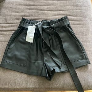 NWT Zara high waisted tie leather shorts